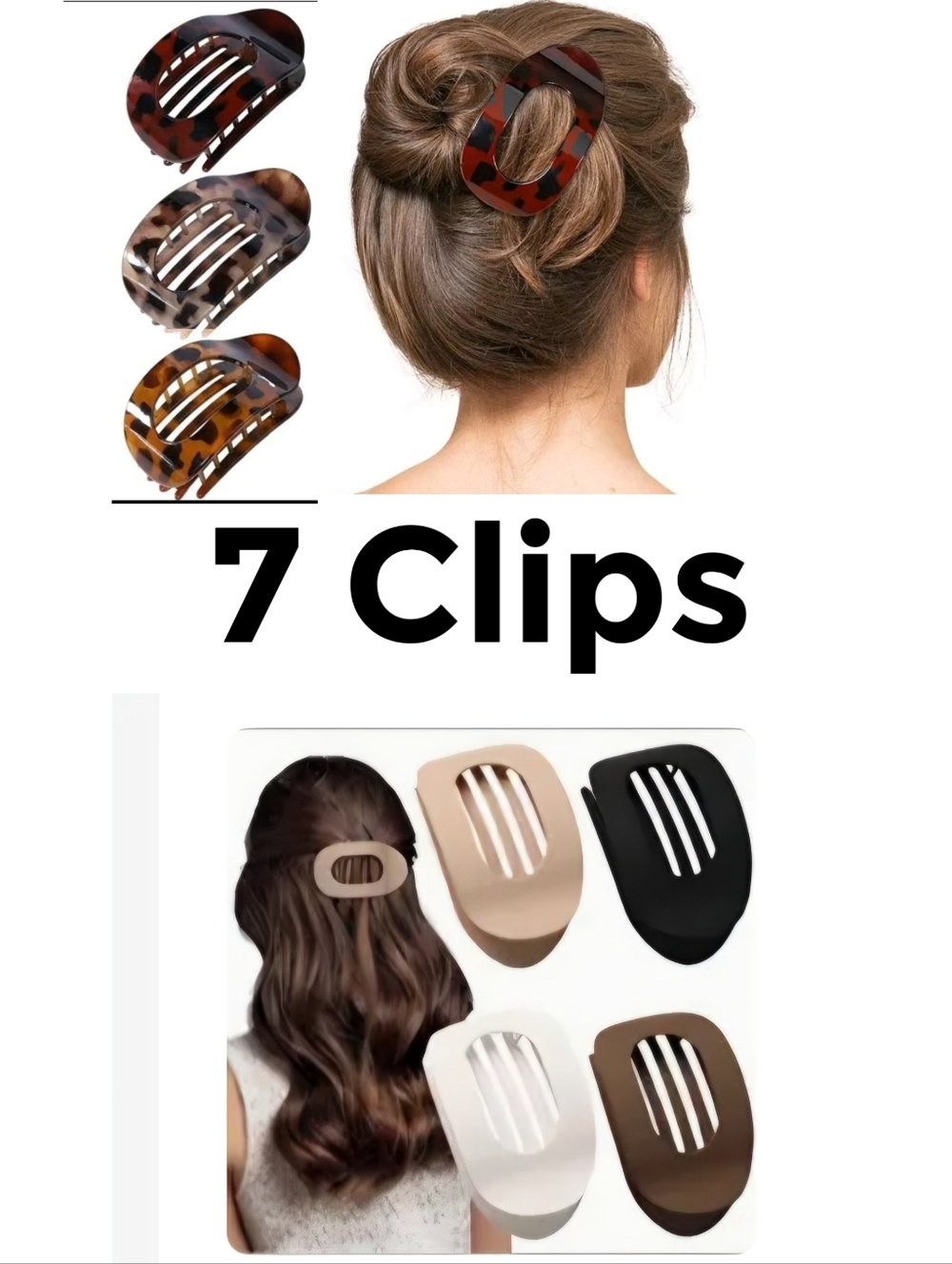 New Oval Claw Clip, Bundle Of 7 Duckbill Hair Clips, Tortoise Shell And Neutral